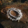 Gray Freshwater Pearl & Clear Quartz Double-Wrap Bracelet