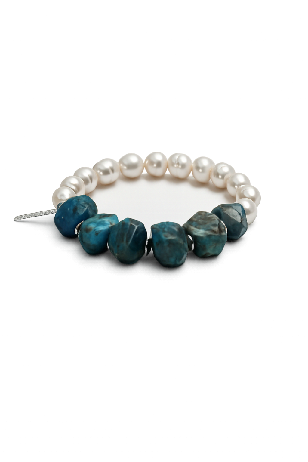 Blue Apatite & Freshwater Pearl Bracelet