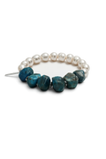 Blue Apatite & Freshwater Pearl Bracelet