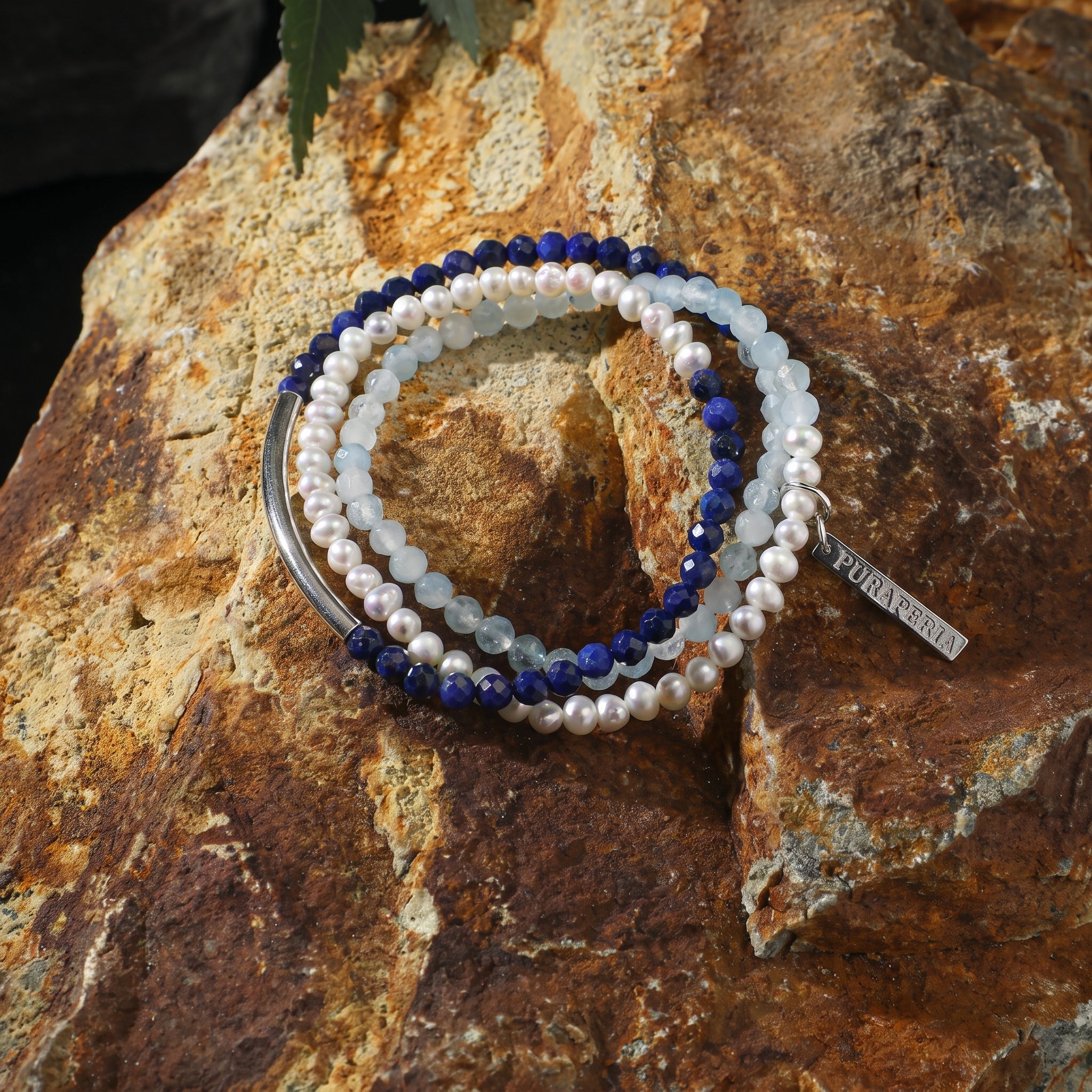 Lapis Lazuli, Aquamarine & Freshwater Pearl Multi-Wrap Bracelet