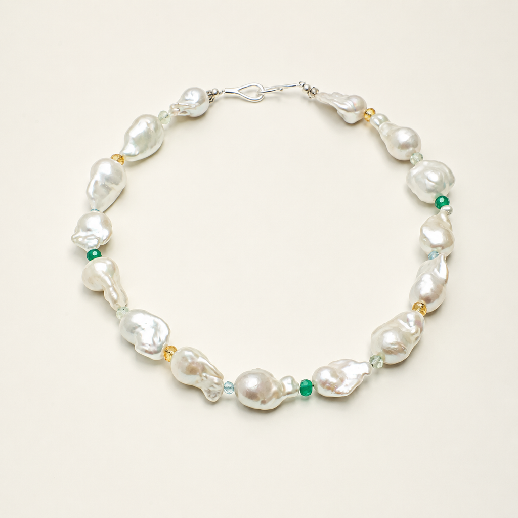 Oversized Cultured Baroque Pearl & Gemstone Necklace – alternate view 2