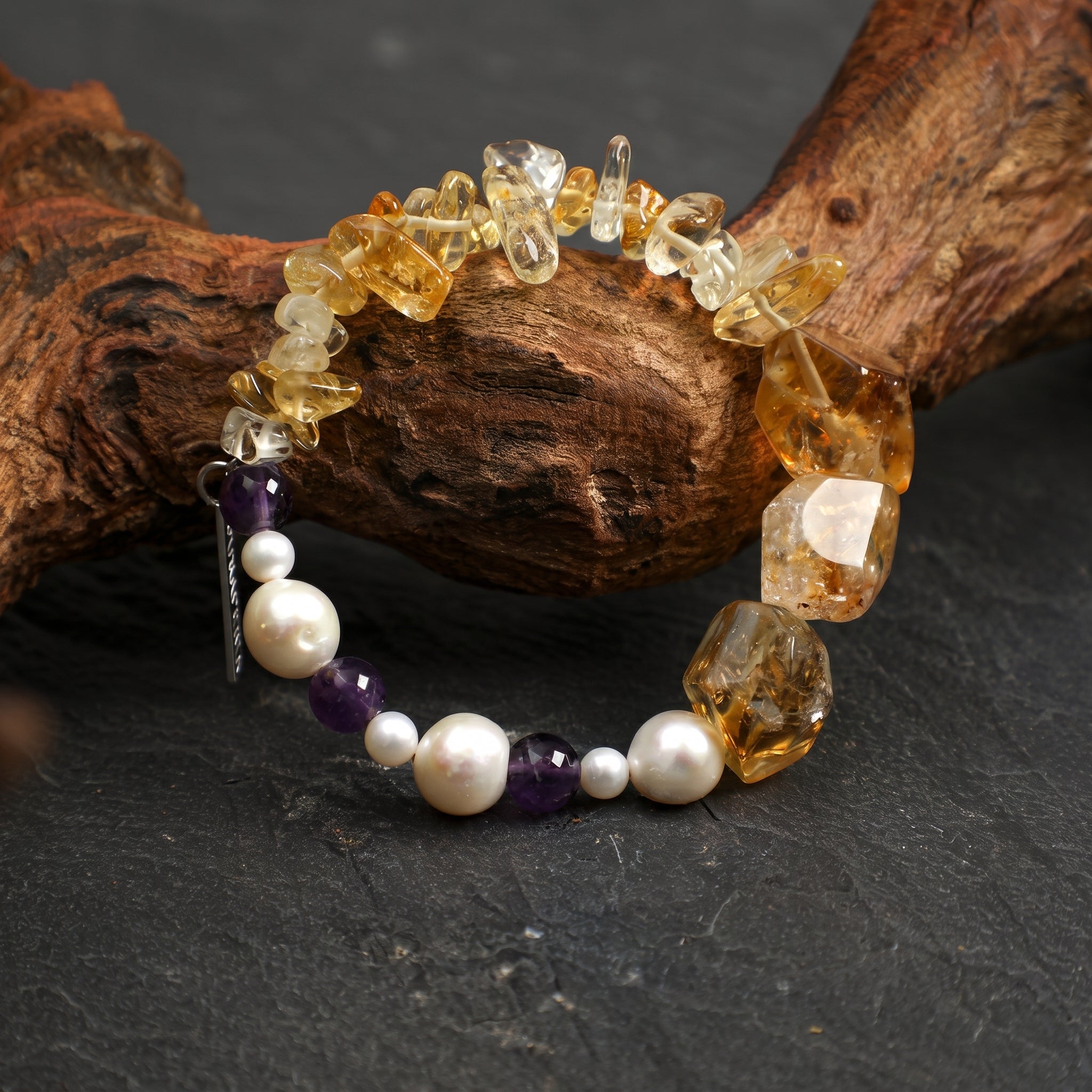 Citrine, Amethyst & Pearl Bracelet