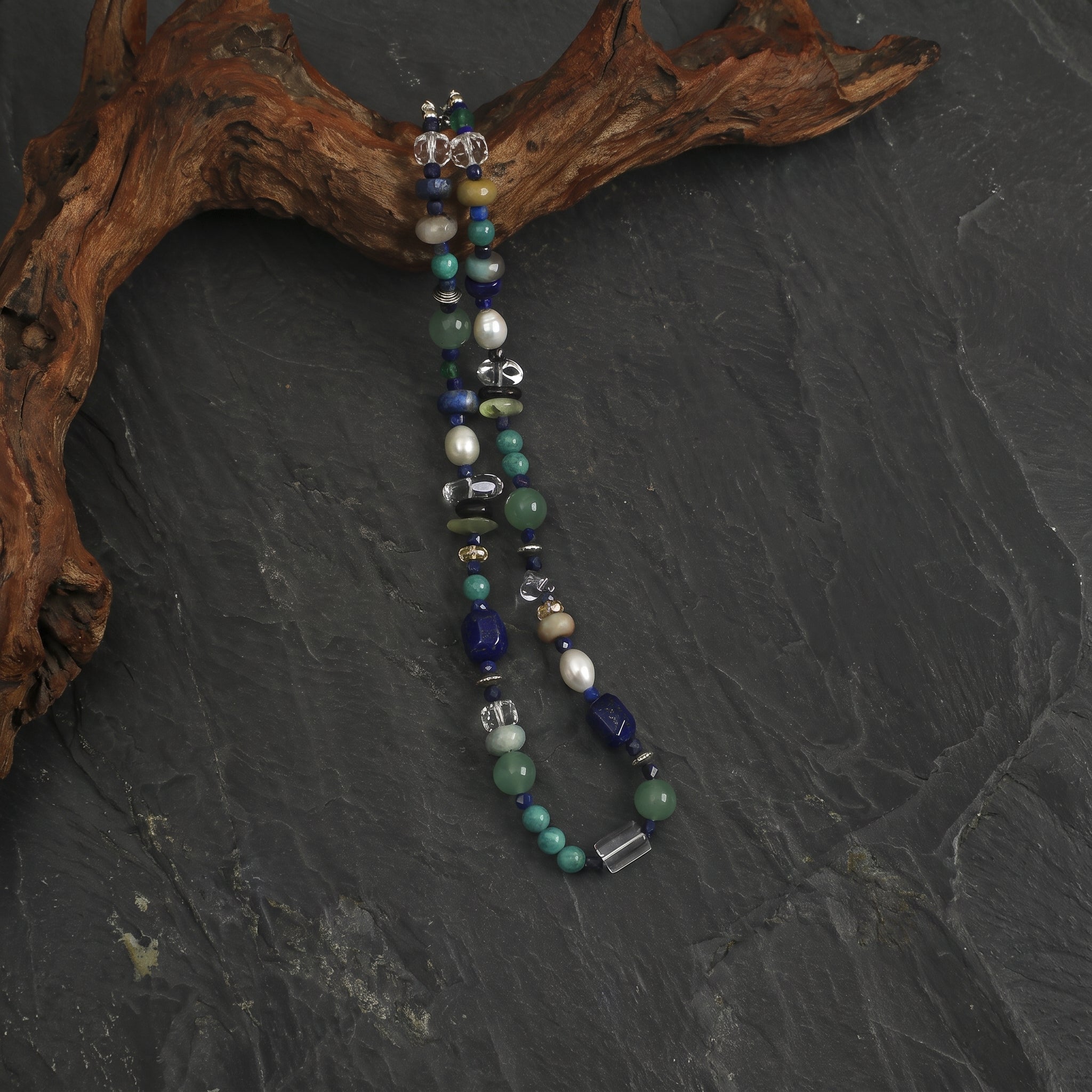 Lapis Lazuli, Amazonite & Pearl Necklace