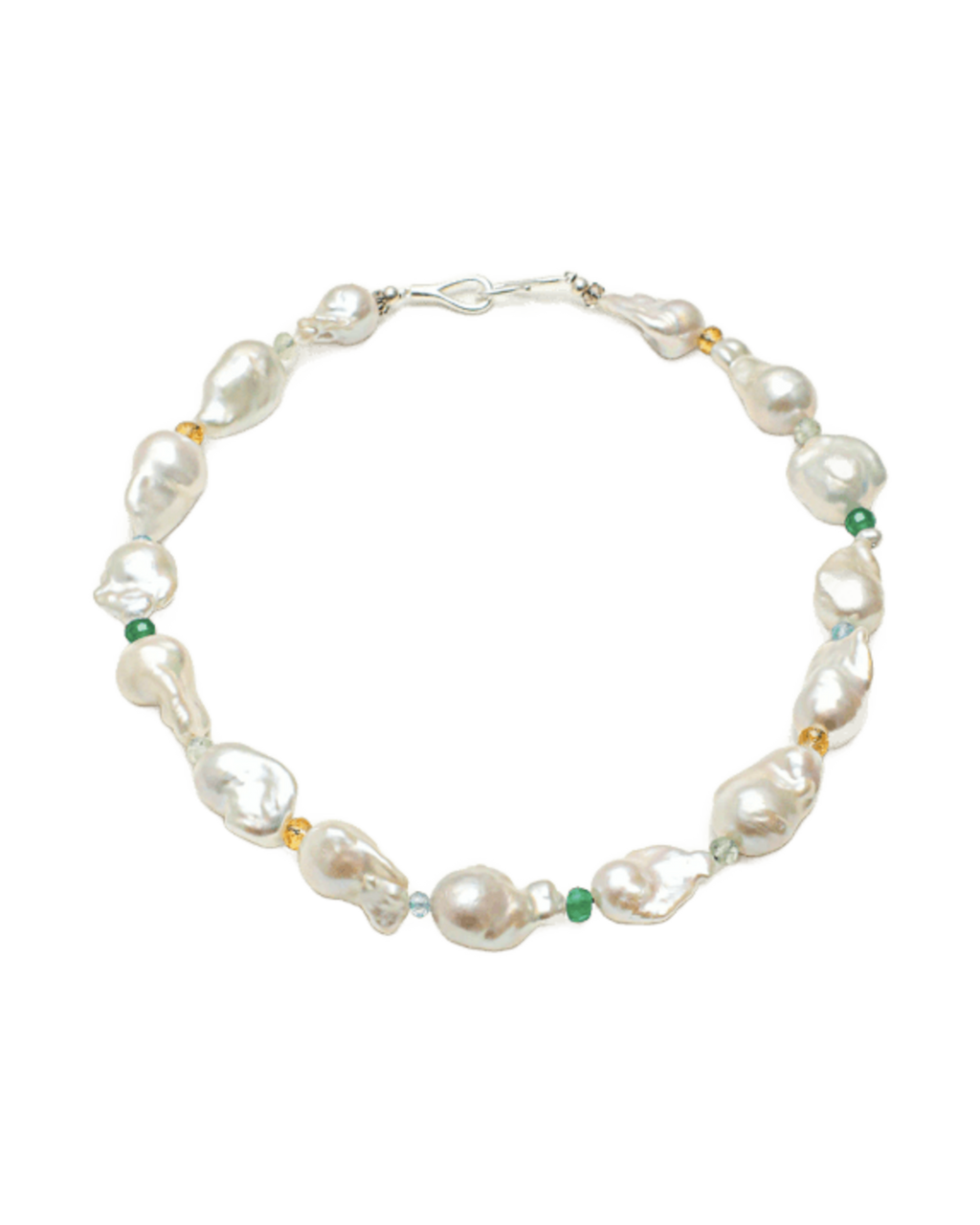 Oversized Cultured Baroque Pearl & Gemstone Necklace