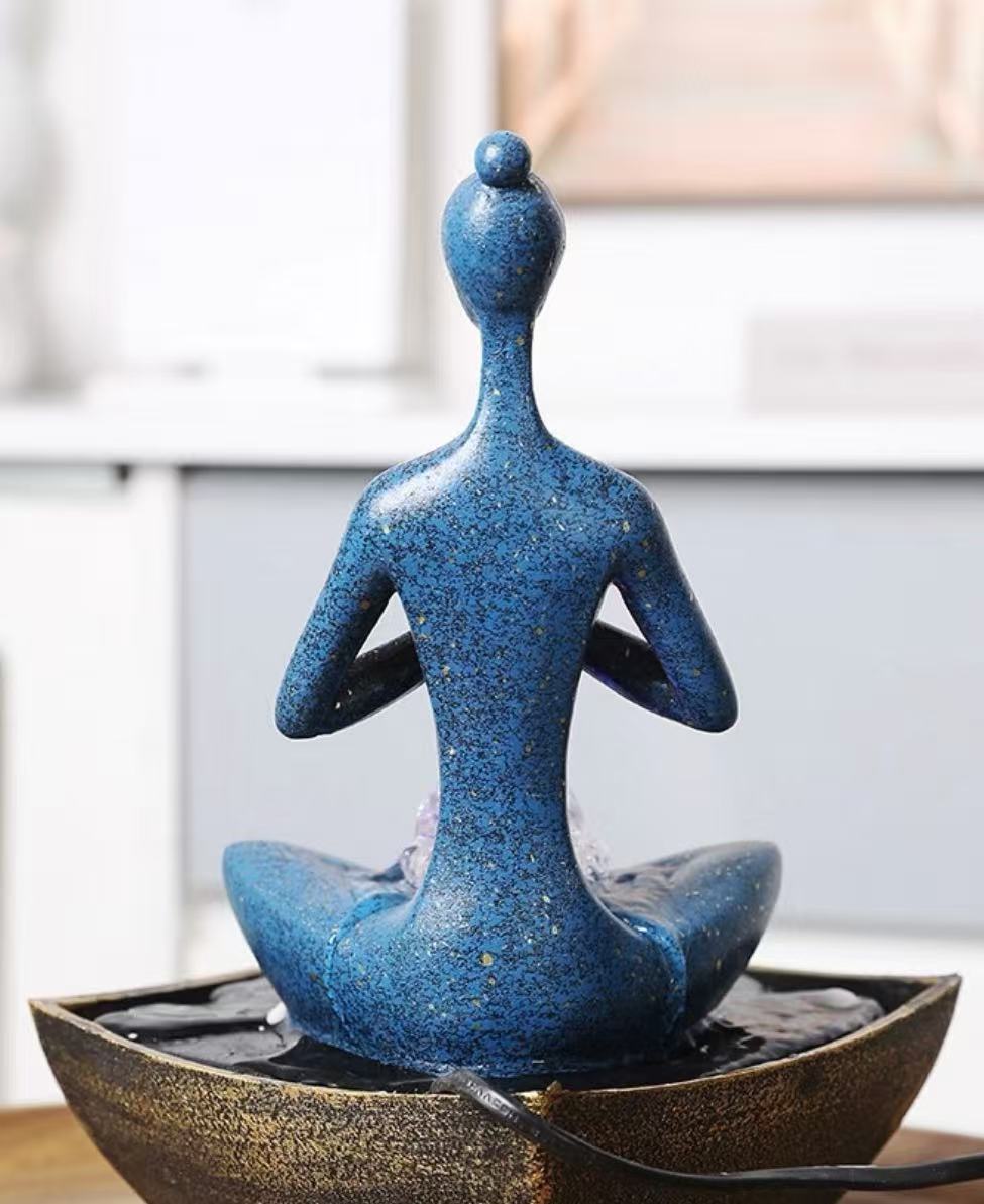 Modern Meditation Tabletop Water Fountain Decor with Crystal Ball