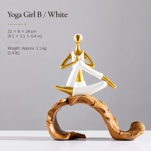 Modern Yoga Woman Sculpture Decor | Minimalist Pilates Figurine for Home & Office
