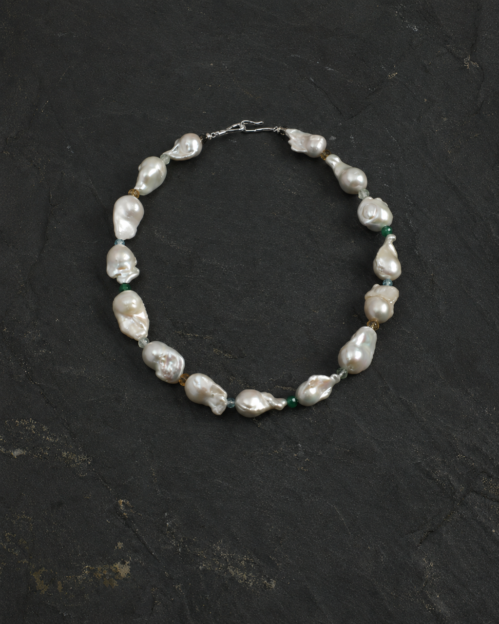 Oversized Cultured Baroque Pearl & Gemstone Necklace