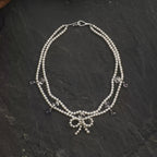 Double-Strand Pearl, Amethyst & Clear Quartz Necklace – alternate view 2