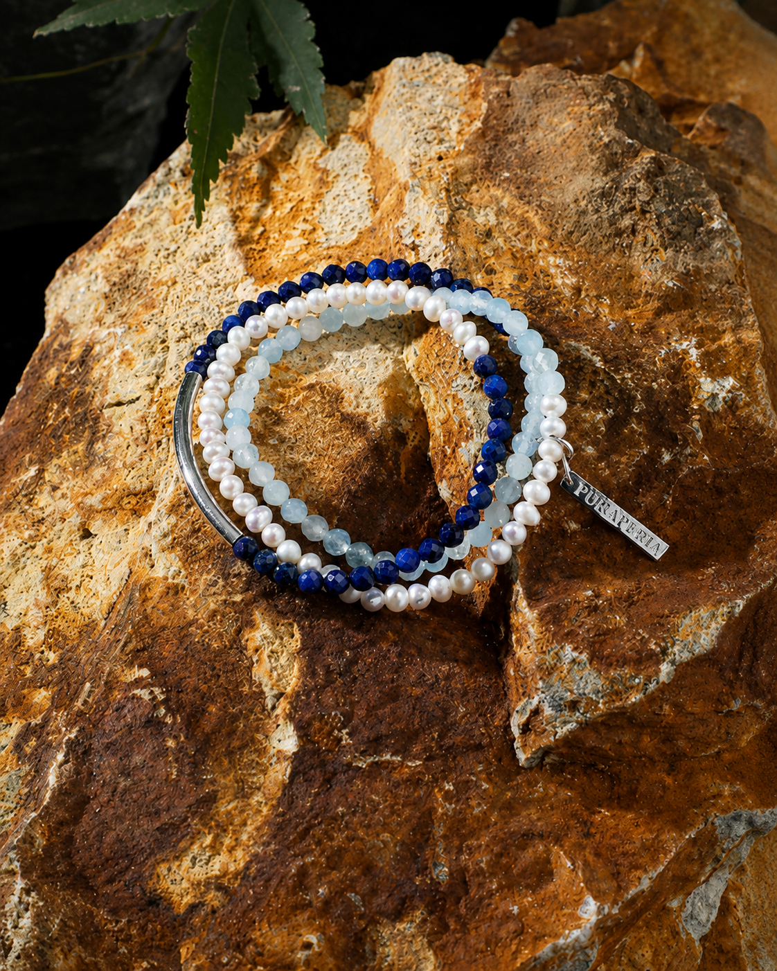 Lapis Lazuli, Aquamarine & Freshwater Pearl Multi-Wrap Bracelet