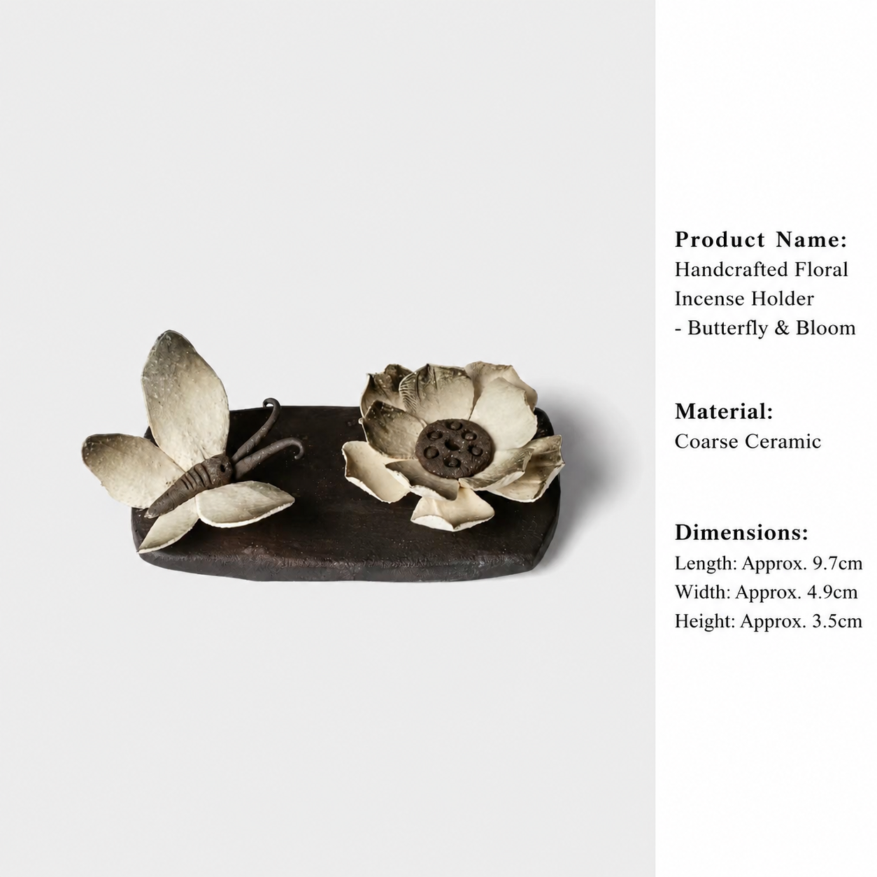 Hand-Sculpted Floral Ceramic Incense Holder