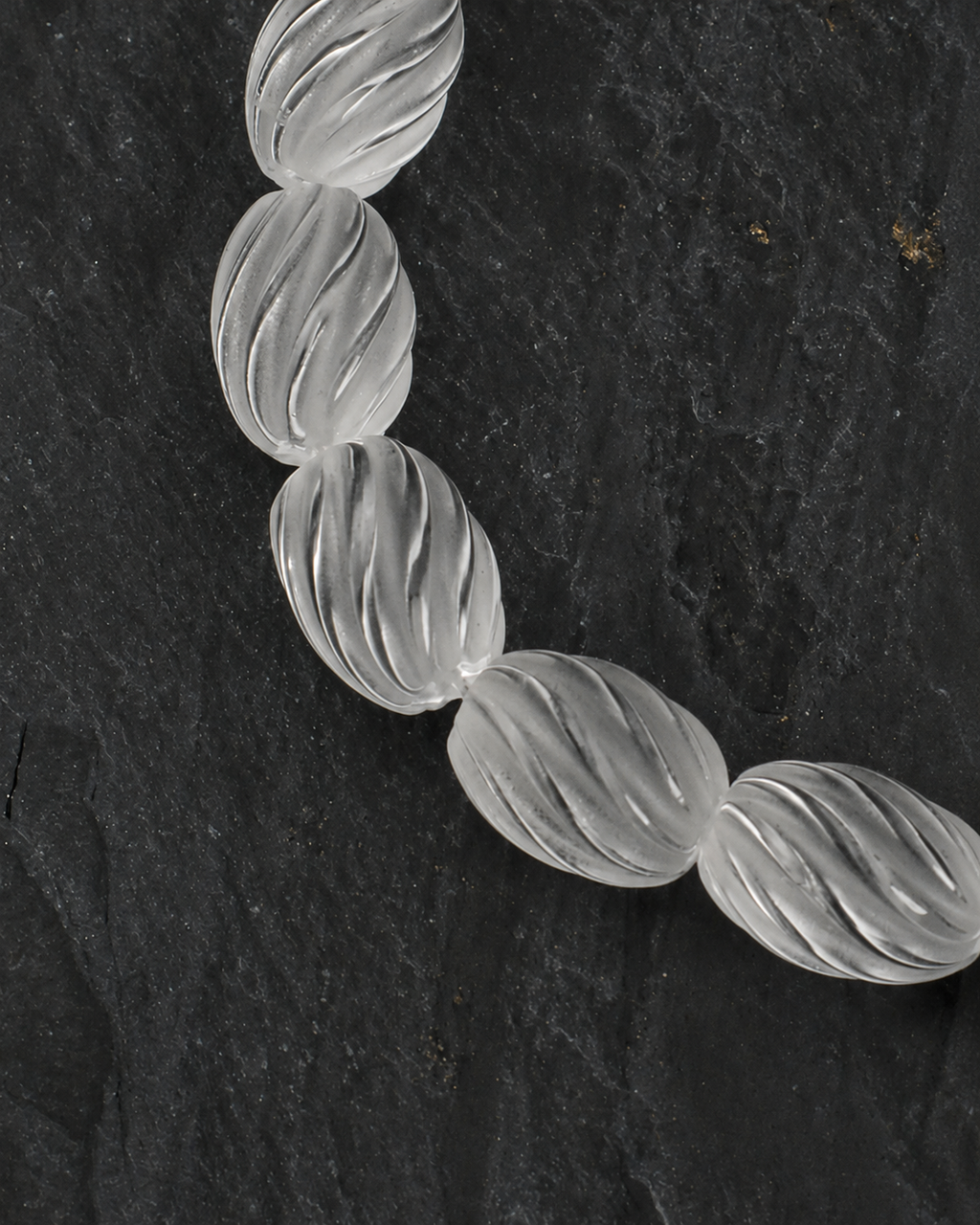 Asymmetric Gray Pearl & Carved Clear Quartz Bracelet