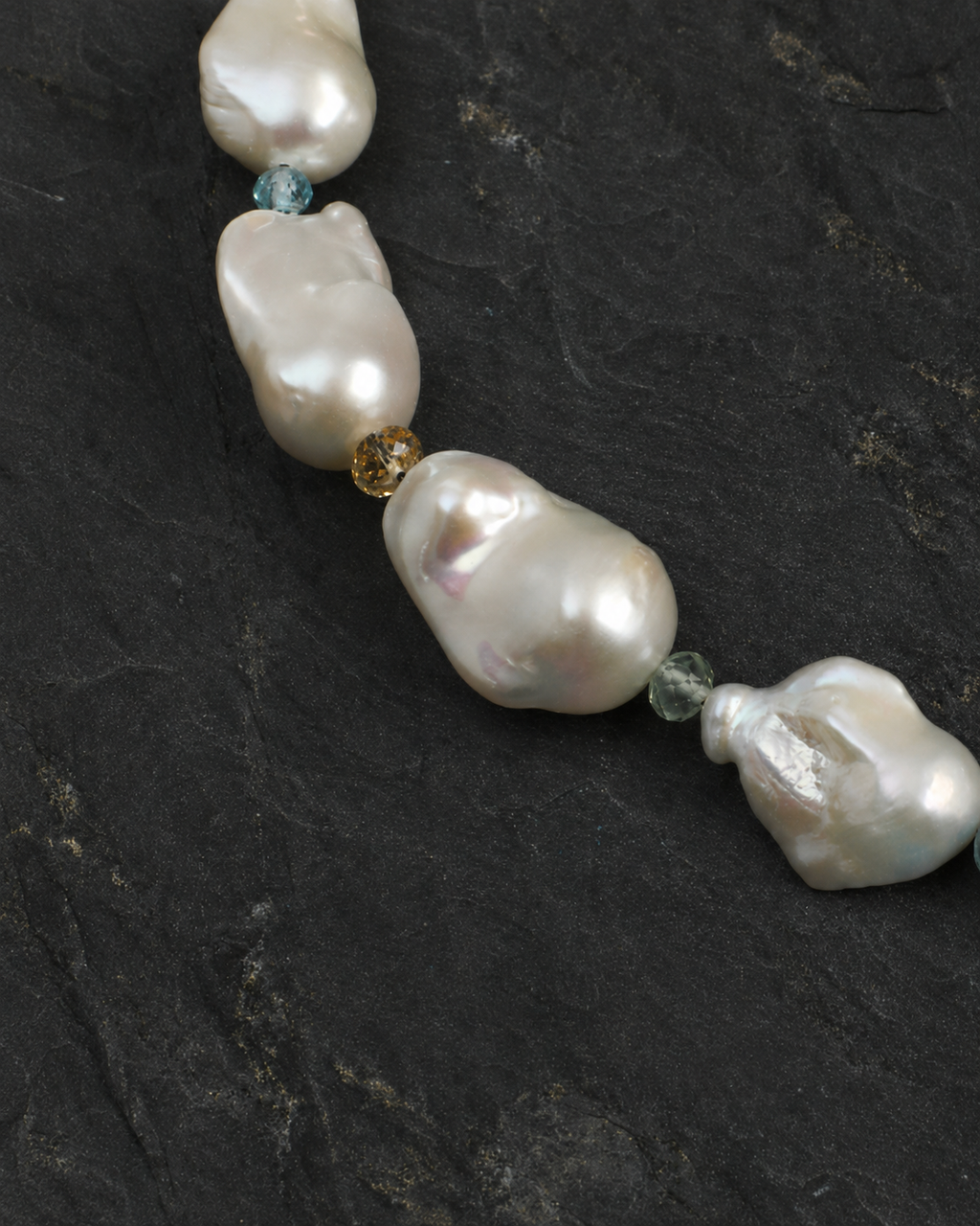Oversized Cultured Baroque Pearl & Gemstone Necklace