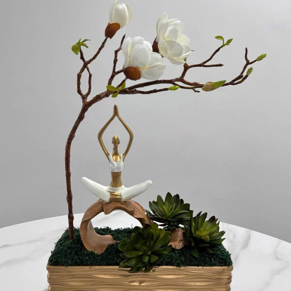 Modern Yoga Woman Sculpture Decor | Minimalist Pilates Figurine for Home & Office