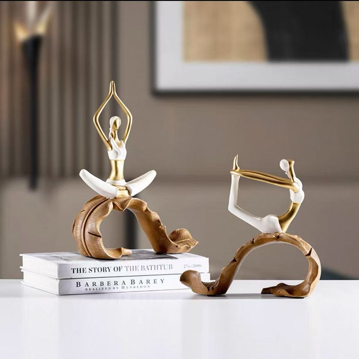 Modern Yoga Woman Sculpture Decor | Minimalist Pilates Figurine for Home & Office