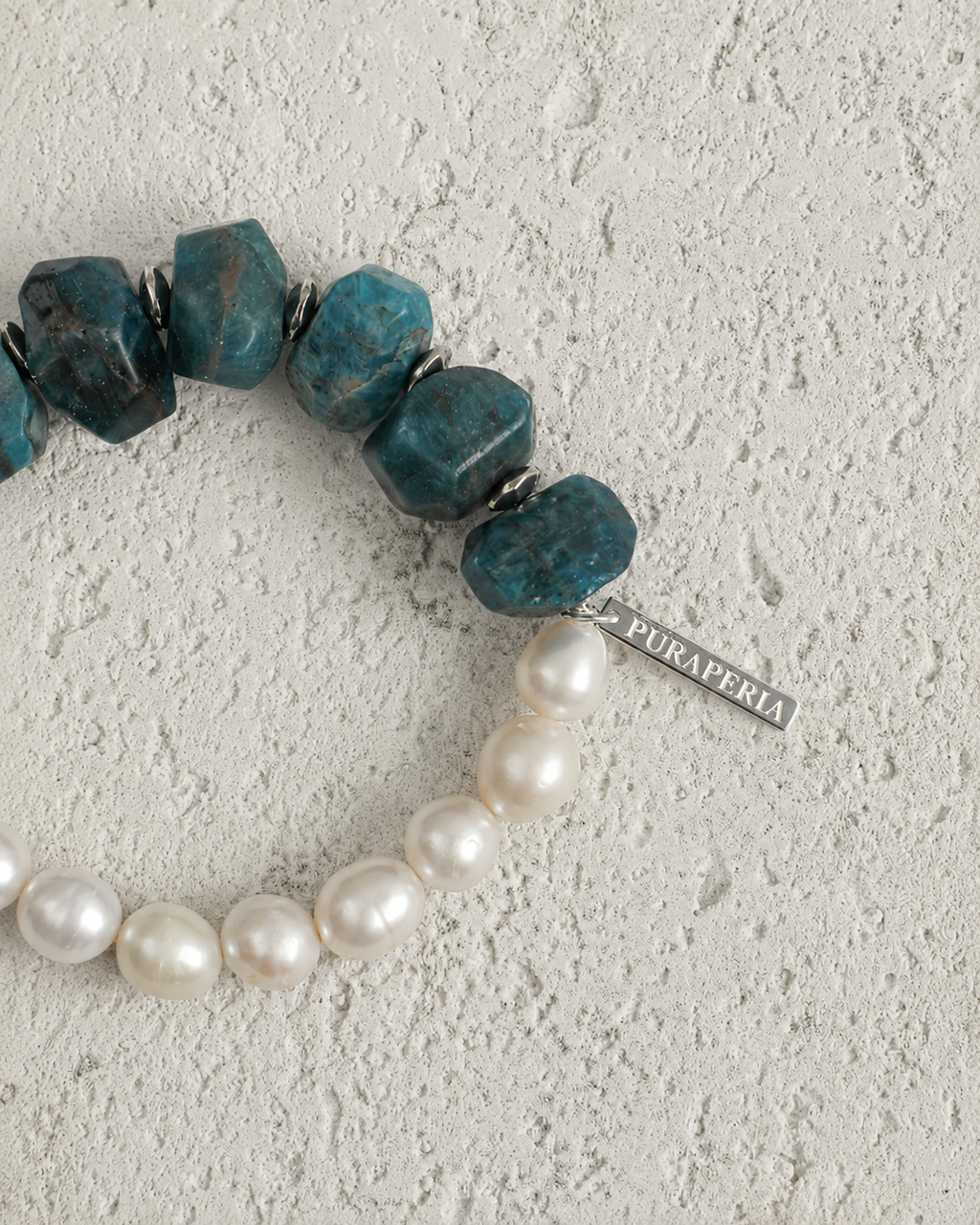 Blue Apatite & Freshwater Pearl Bracelet
