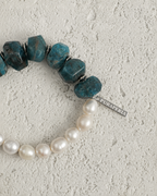 Blue Apatite & Freshwater Pearl Bracelet