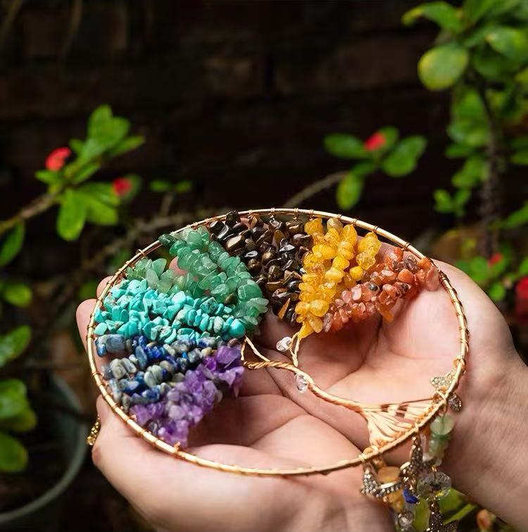 Bohemian Tree of Life Sun Catcher Wall Hanging – Handmade Crystal Dreamcatcher Decor