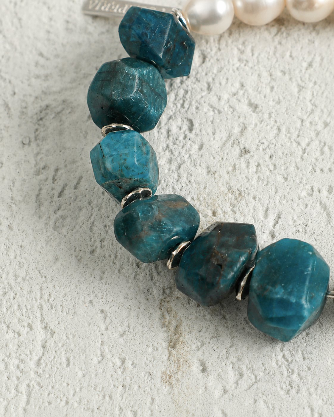 Blue Apatite & Freshwater Pearl Bracelet