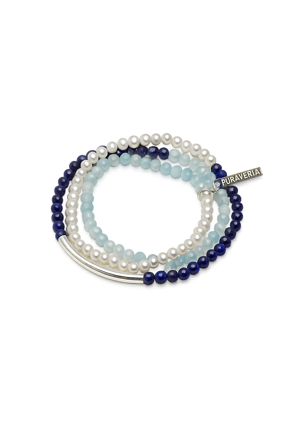Lapis Lazuli, Aquamarine & Freshwater Pearl Multi-Wrap Bracelet
