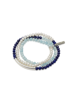 Lapis Lazuli, Aquamarine & Freshwater Pearl Multi-Wrap Bracelet