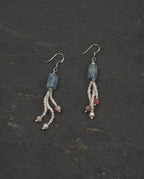 Blue Calcite, Tourmaline & Pearl Tassel Earrings
