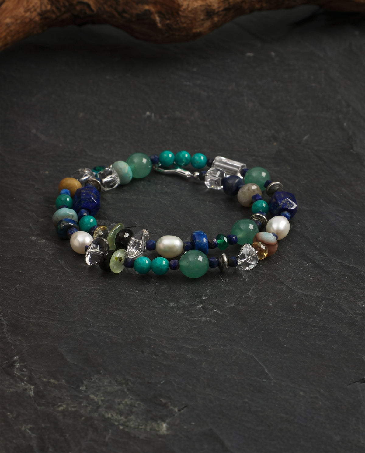 Lapis Lazuli, Amazonite & Pearl Necklace – alternate view 3