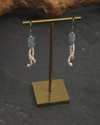 Blue Calcite, Tourmaline & Pearl Tassel Earrings