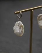 Oversized Baroque Pearl & Sterling Silver Hoop Earrings