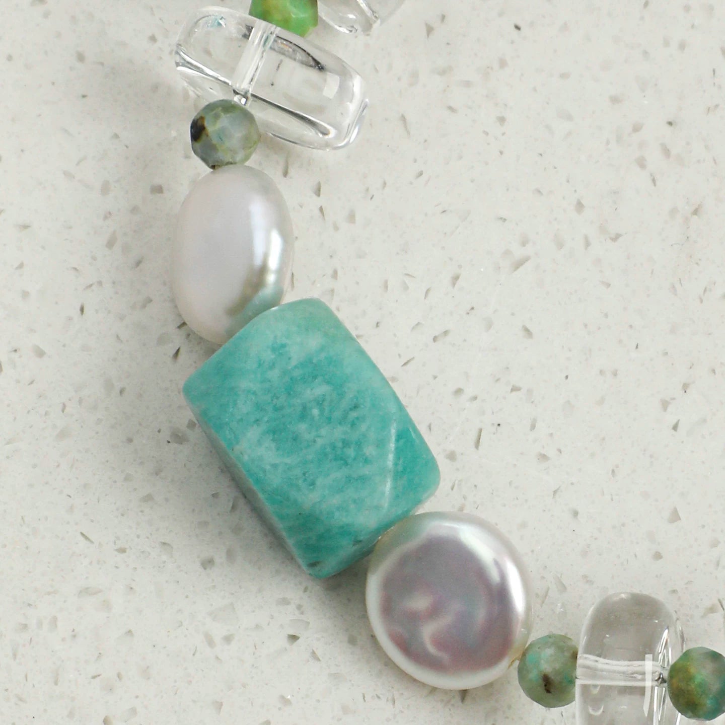 Amazonite and clear quartz bracelet
