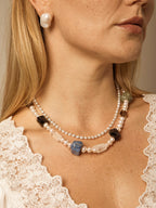 Lapis Lazuli, Quartz & Pearl Necklace