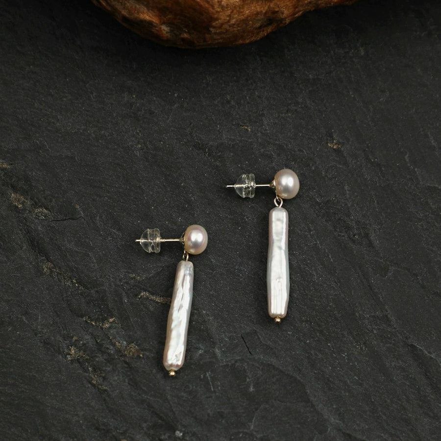 Elongated Freshwater Pearl Drop Earrings