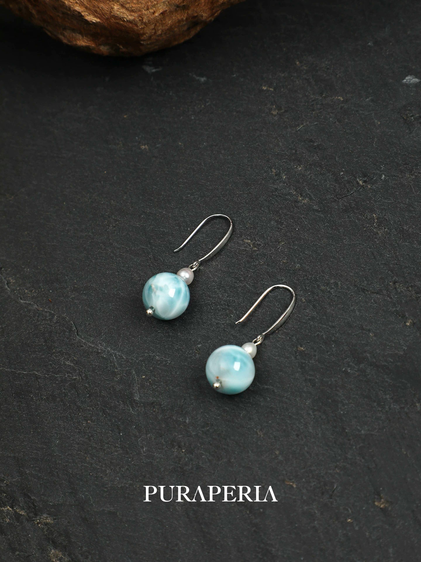Larimar & Freshwater Pearl Drop Earrings