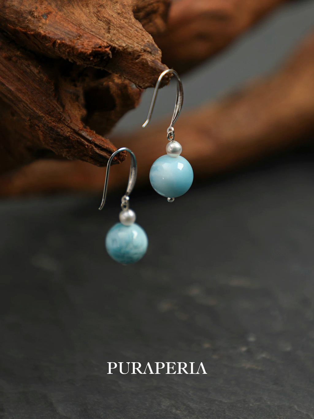 Larimar & Freshwater Pearl Drop Earrings