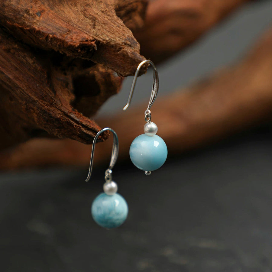 Larimar & Freshwater Pearl Drop Earrings