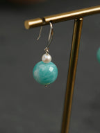 Amazonite & Freshwater Pearl Drop Earrings