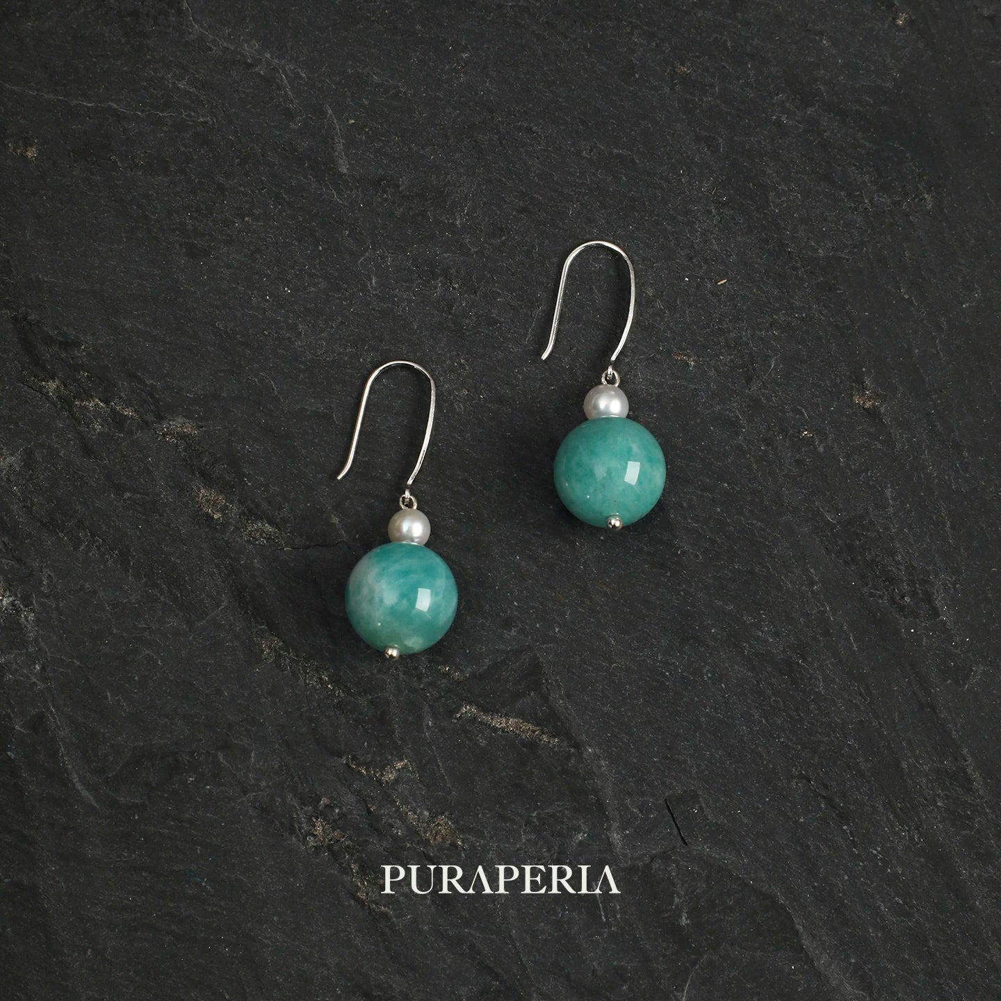 Amazonite & Freshwater Pearl Drop Earrings