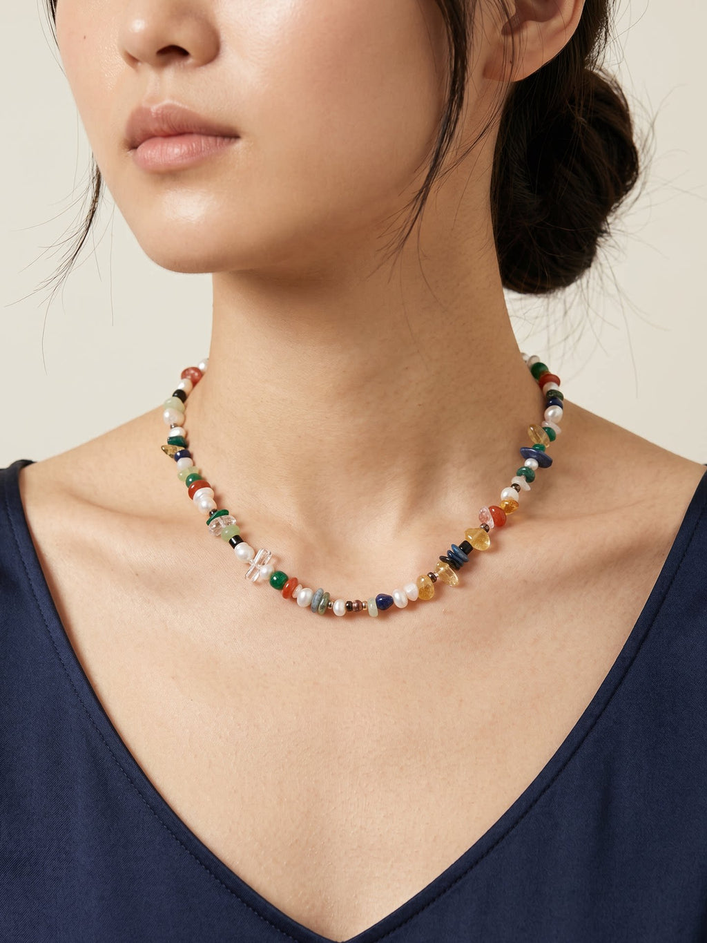 Malachite & Pearl Mixed Gemstone Necklace