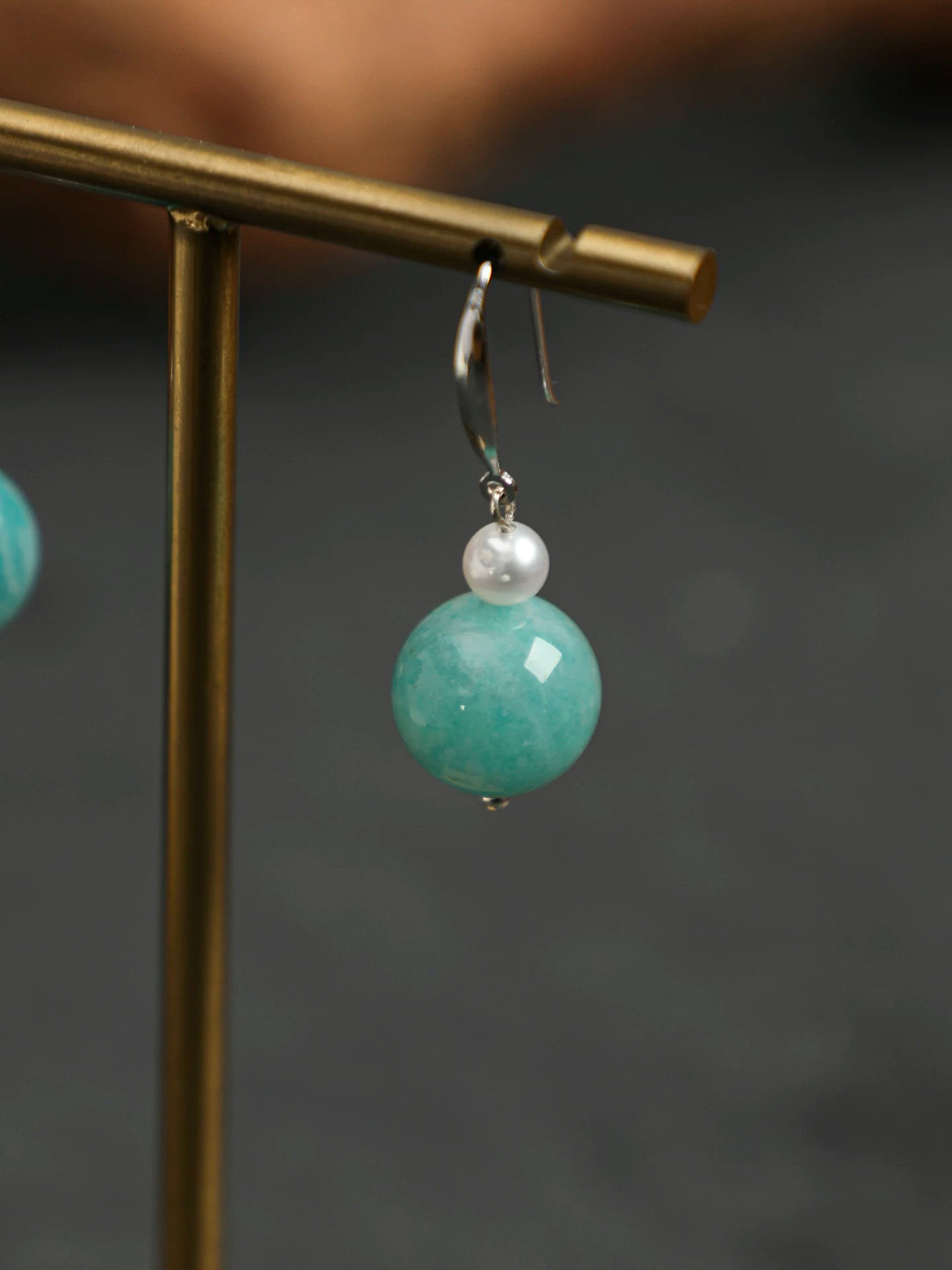 Amazonite & Freshwater Pearl Drop Earrings