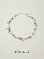 Baroque Pearl, Turquoise & Lapis Necklace