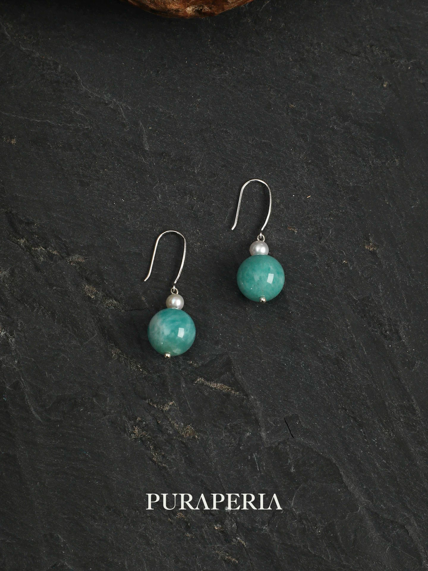 Amazonite & Freshwater Pearl Drop Earrings