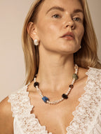 Lapis Lazuli, Quartz & Pearl Necklace