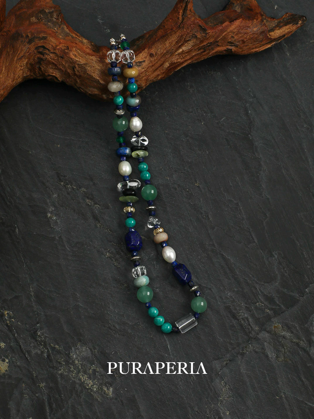 Lapis Lazuli, Amazonite & Pearl Necklace