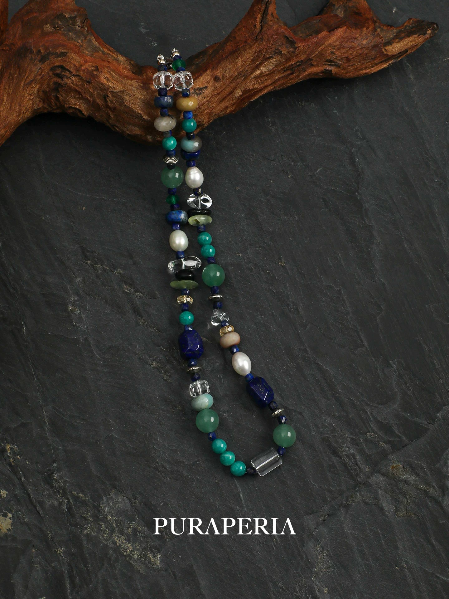 Lapis Lazuli, Amazonite & Pearl Necklace
