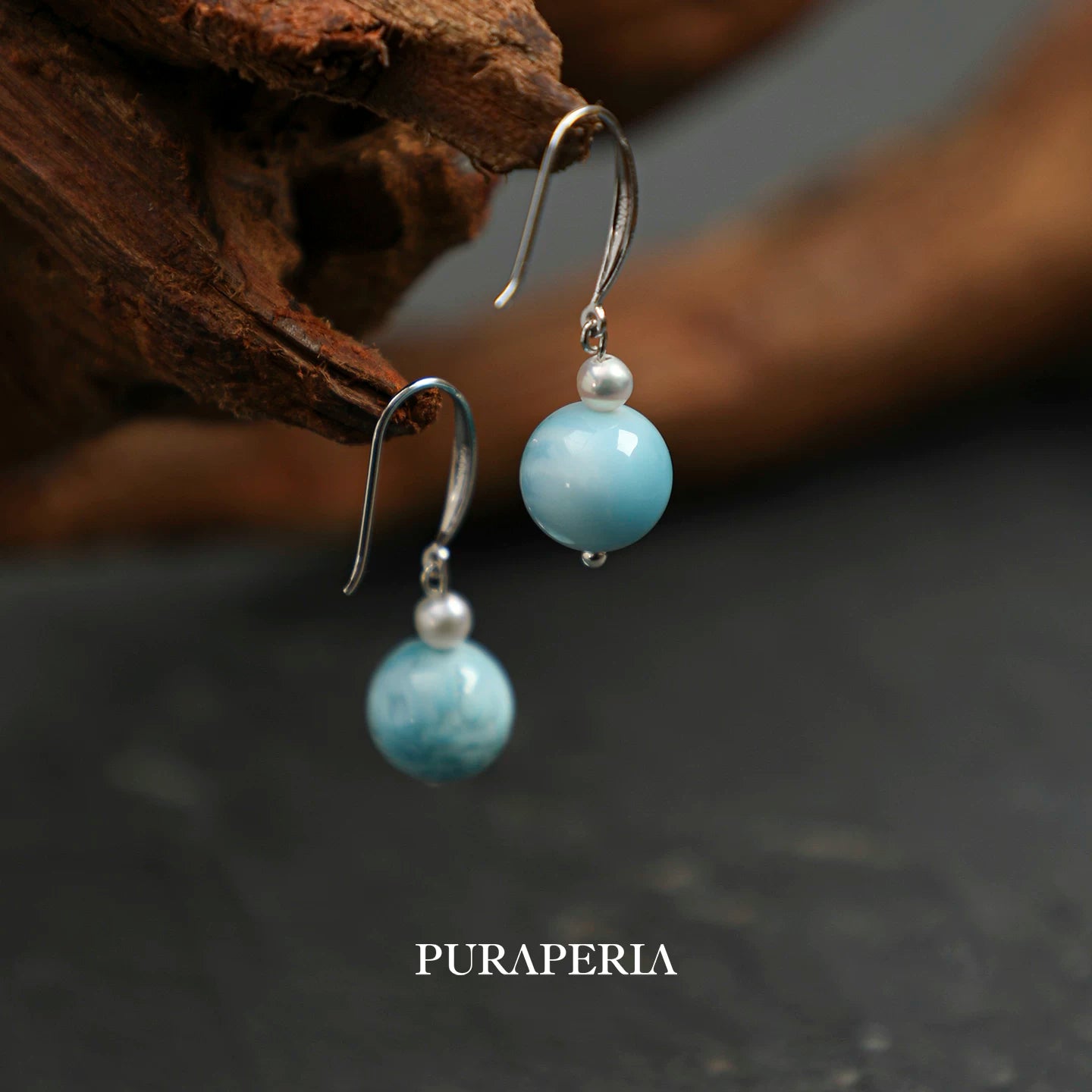 Larimar & Freshwater Pearl Drop Earrings