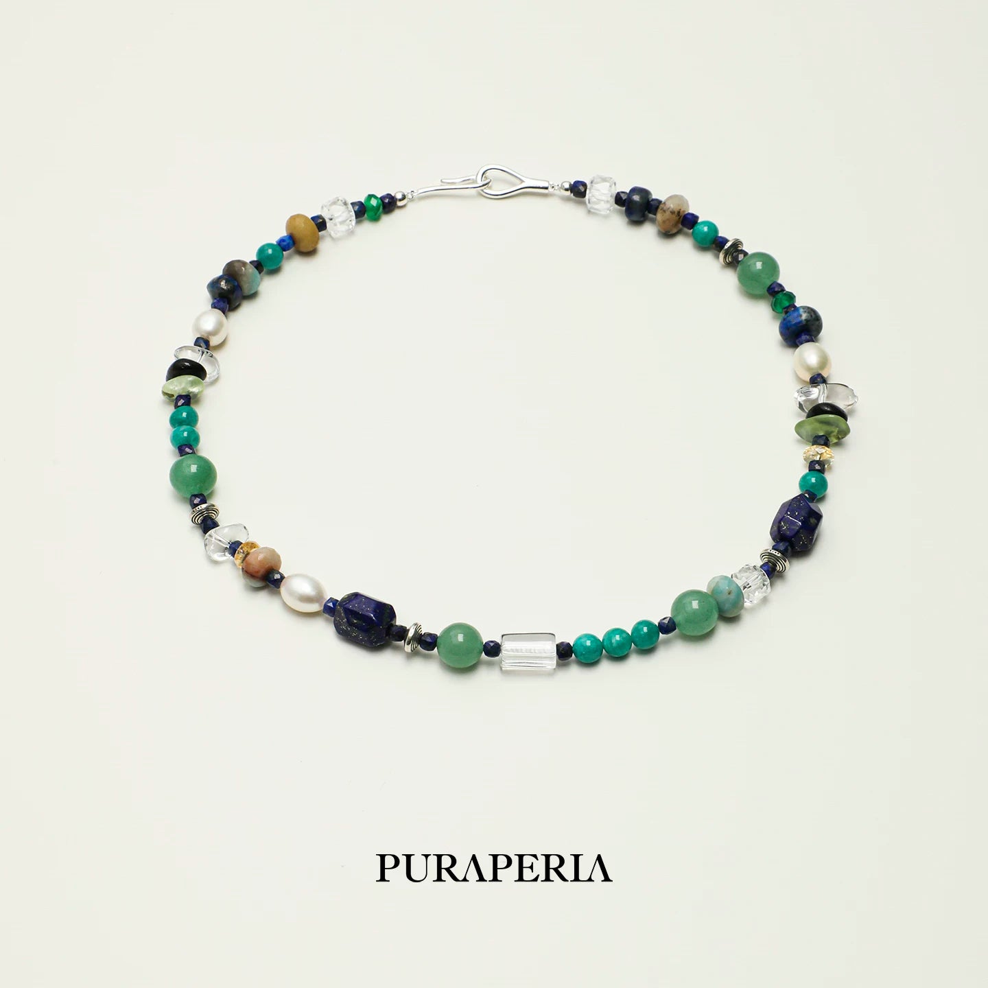 Lapis Lazuli, Amazonite & Pearl Necklace