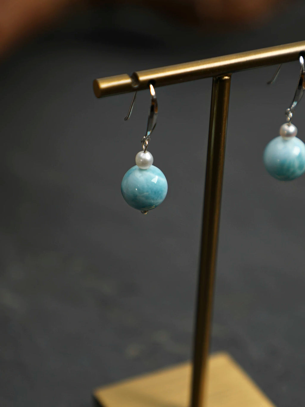 Larimar & Freshwater Pearl Drop Earrings
