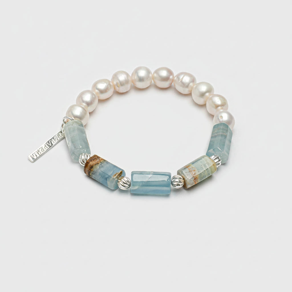 Blue Calcite & Freshwater Pearl Bracelet – alternate view 5