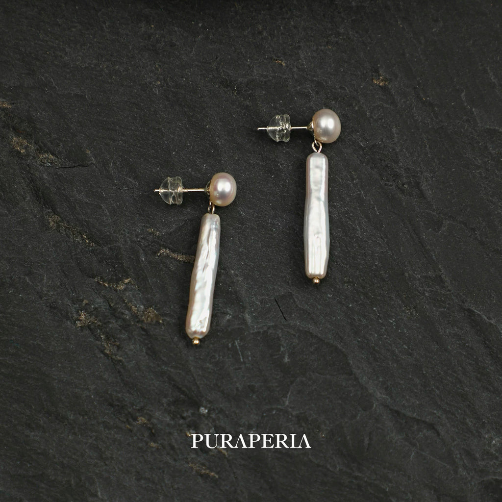 Elongated Freshwater Pearl Drop Earrings