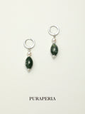 Moss Agate & Freshwater Pearl Drop Earrings