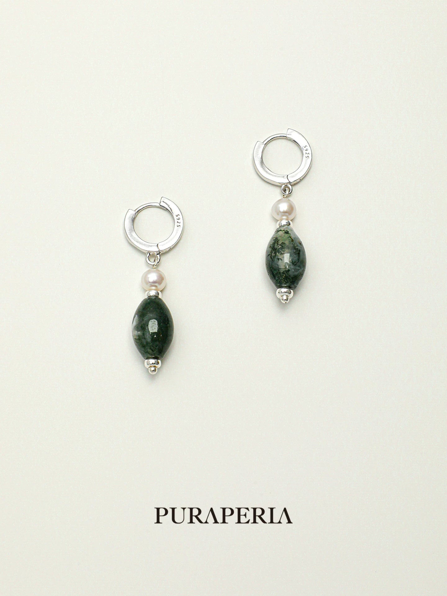 Moss Agate & Freshwater Pearl Drop Earrings